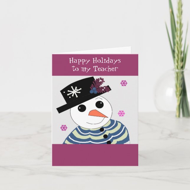 Tarjeta Festiva Muñeco de nieve para mi maestro (Anverso)