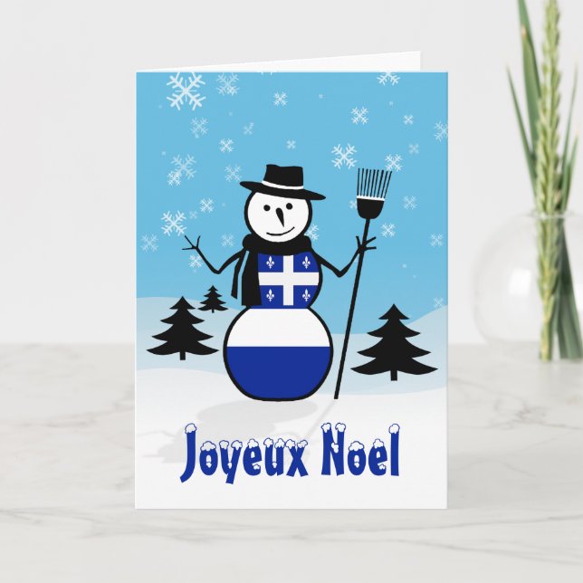Tarjeta Festiva Muñeco de nieve Quebec de Canadá de las Felices (Anverso)