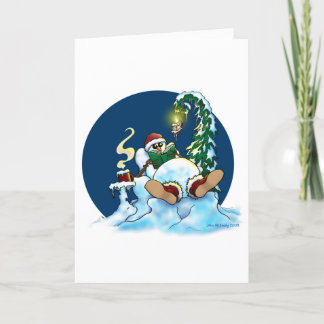 Tarjeta Festiva Muñeco de nieve relajado