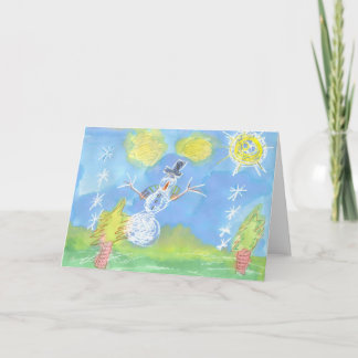 Tarjeta Festiva Muñeco de nieve soleado - personalizable