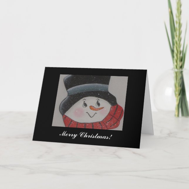 Tarjeta Festiva Muñeco de nieve sonriente (Anverso)