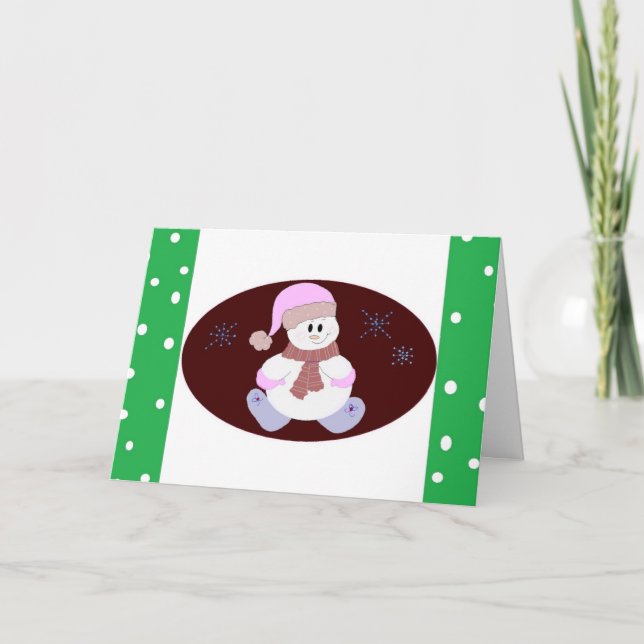Tarjeta Festiva Muñeco de nieve sonriente (Anverso)