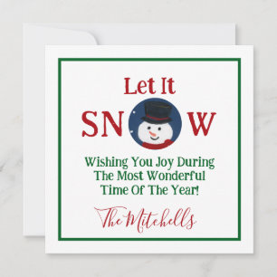 Tarjeta Festiva Muñeco de nieve Tiempo Maravilloso Año PERSONALIZA