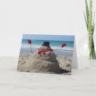Tarjeta Festiva Muñeco de nieve tropical
