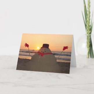 Tarjeta Festiva Muñeco de nieve tropical