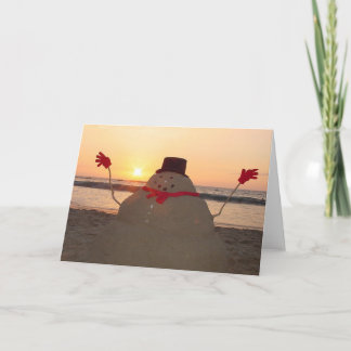 Tarjeta Festiva Muñeco de nieve tropical