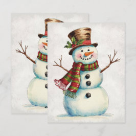 Tarjeta Festiva Muñeco de nieve vintage