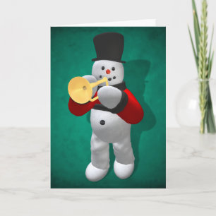 Tarjeta Festiva Muñecos de nieve del vintage: Trompetista