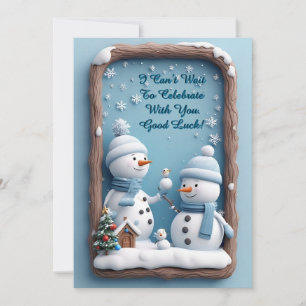 Tarjeta Festiva Muñecos de nieve juguetones en un entorno invernal