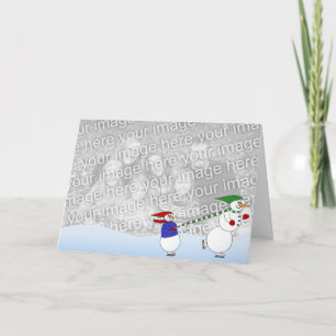 Tarjeta Festiva Muñecos de nieve patinadores