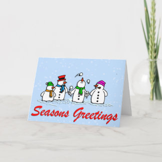 Tarjeta Festiva Muñecos de nieve que hacen juegos malabares