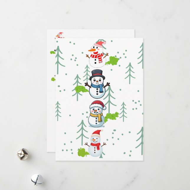 Tarjeta Festiva Muñecos de nieve que se tira pedos divertidos (Anverso/Reverso In Situ)