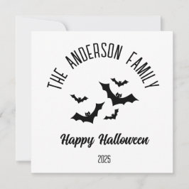 Tarjeta Festiva Murciélagos Negros de Halloween Nombre Personaliza