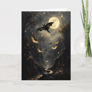 Tarjeta Festiva Murciélagos y Halloween de Luna Llena