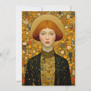 Tarjeta Festiva Musa Dorada de la Elegancia Moderna