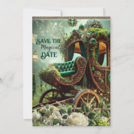 Tarjeta Festiva Musgo Mágico & Carruaje Esmeralda de Luz de Luna S