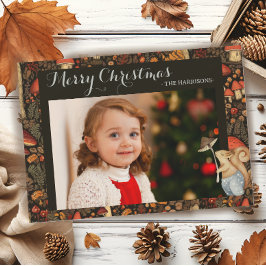 Tarjeta Festiva Mushroom Woodland Animal Forest Navidades
