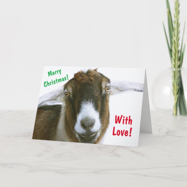 Tarjeta Festiva Mushy Romantic Goat Navidades (Anverso)