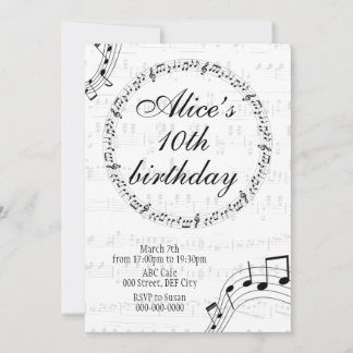 Tarjeta Festiva Music Girls Birthday Invitation Card