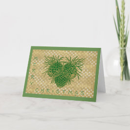 Tarjeta Festiva Música de cerezos de pino verde navideño