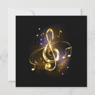 Tarjeta Festiva Música de Clef de Triple Dorado