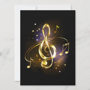 Tarjeta Festiva Música de Clef de Triples de Oro