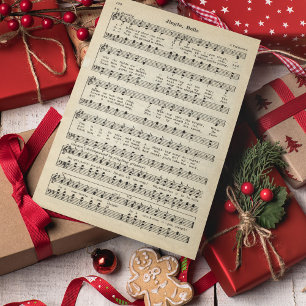 Tarjeta Festiva Música de hoja vintage Jingle Bells
