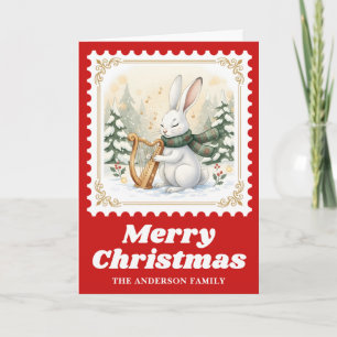 Tarjeta Festiva Música de los Navidades de estampado de Hare Harp