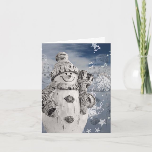 Tarjeta Festiva Música de Navidades de Snowman (Anverso)