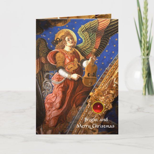 Tarjeta Festiva MÚSICA HACIENDO ÁNGEL CON UN VIELLE Navidades (Anverso)