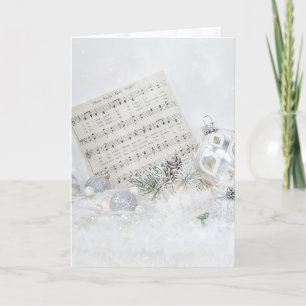 Tarjeta Festiva Música nocturna silenciosa con adornos