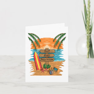 Tarjeta Festiva música surf verano feliz