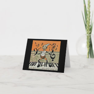 Tarjeta Festiva Musical Elf Note on Piano Note Card