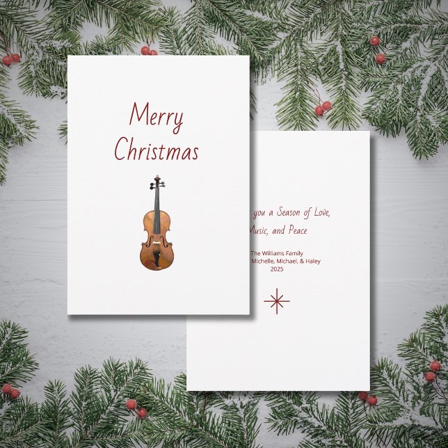 Tarjeta Festiva Musical Instrument Violin Merry Christmas   (Subido por el creador)