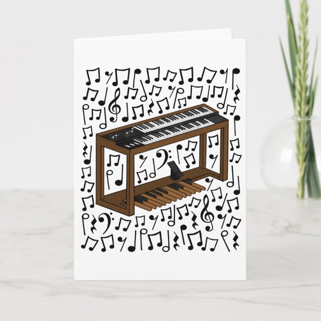 Tarjeta Festiva Músico de Jazz Organ Musical Notes Organist (Anverso)