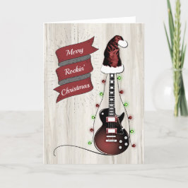 Tarjeta Festiva Músico divertida Guitar Rock & Roll Navidades