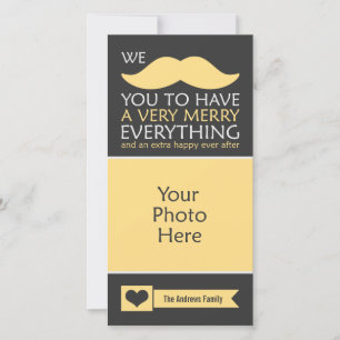 Tarjeta Festiva Mustache amarillo Merry Everything Holiday Photo
