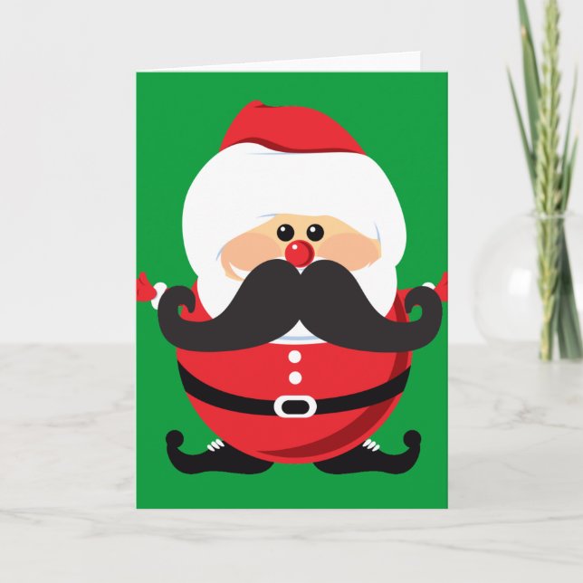 Tarjeta Festiva Mustache Santa Claus (Anverso)