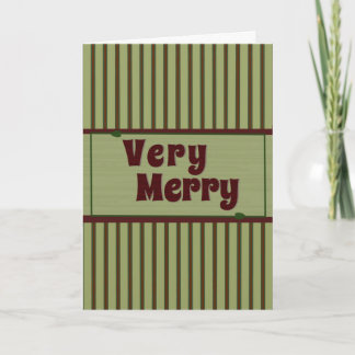 Tarjeta Festiva Muy Alegre Burgundy Rojo Bosque Verde Rayado Retro