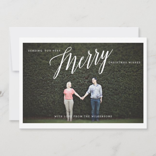 Tarjeta Festiva Muy Feliz Deseos Navideños Foto Saludo (Anverso)