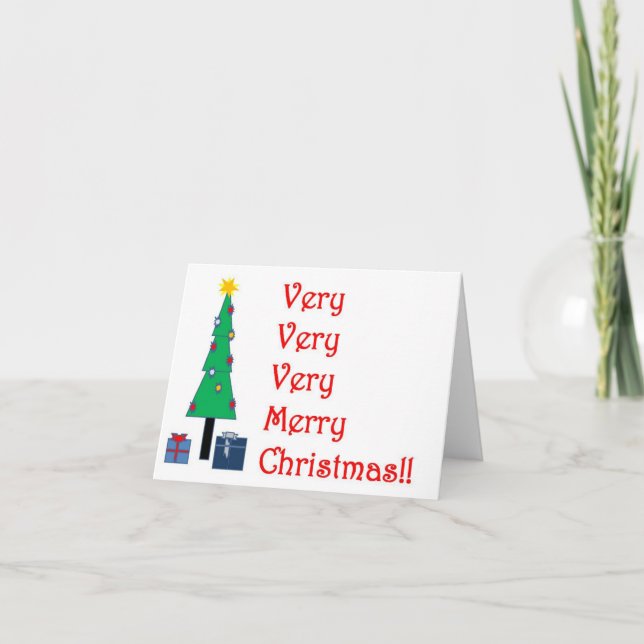 Tarjeta Festiva Muy Feliz Navidad, en blanco dentro (Anverso)