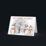 Tarjeta Festiva Muy Feliz Snowmen<br><div class="desc">Estas adorables tarjetas de snowman le dan a su familia y amigos una temporada de vacaciones muy alegre.</div>