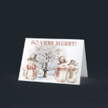 Tarjeta Festiva Muy Feliz Snowmen<br><div class="desc">Estas adorables tarjetas de snowman le dan a su familia y amigos una temporada de vacaciones muy alegre.</div>