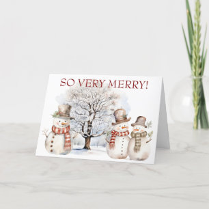 Tarjeta Festiva Muy Feliz Snowmen