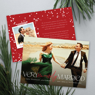 Tarjeta Festiva Muy Merrily Casado Sr. y Sra. Modern Photo Boda