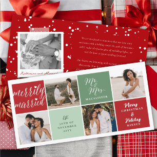 Tarjeta Festiva Muy Merrily Casado Sr. y Sra. Modern Photo Boda