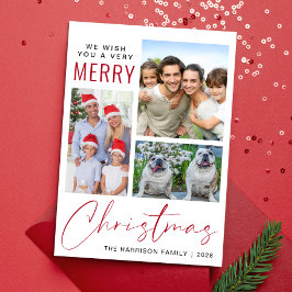 Tarjeta Festiva Muy Merry 3 Navidades fotográficos