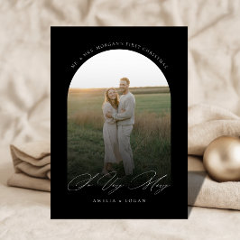 Tarjeta Festiva Muy merry Black and White Arch Foto de reciente ap