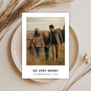 Tarjeta Festiva Muy Merry Sencilla Foto De Familia Rusa