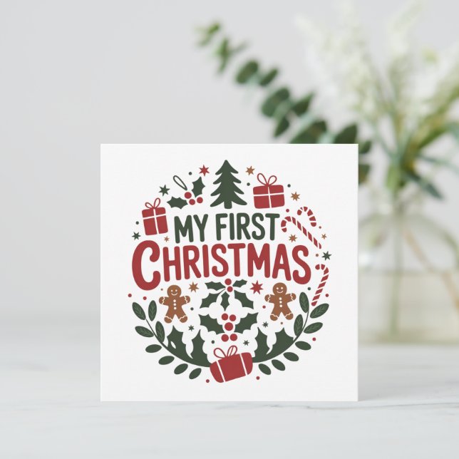 Tarjeta Festiva My First Christmas 1st Xmas Family Matching Baby  (Anverso de pie)